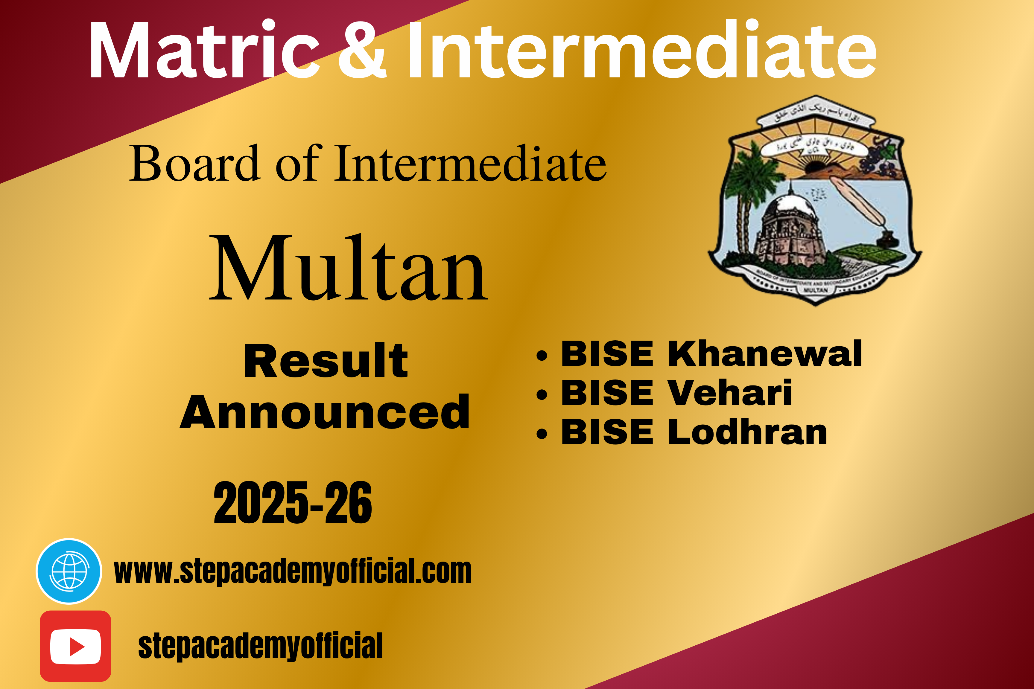 BISE Multan Board Result 2025 – Check 9th, 10th, 11th & 12th Class Online