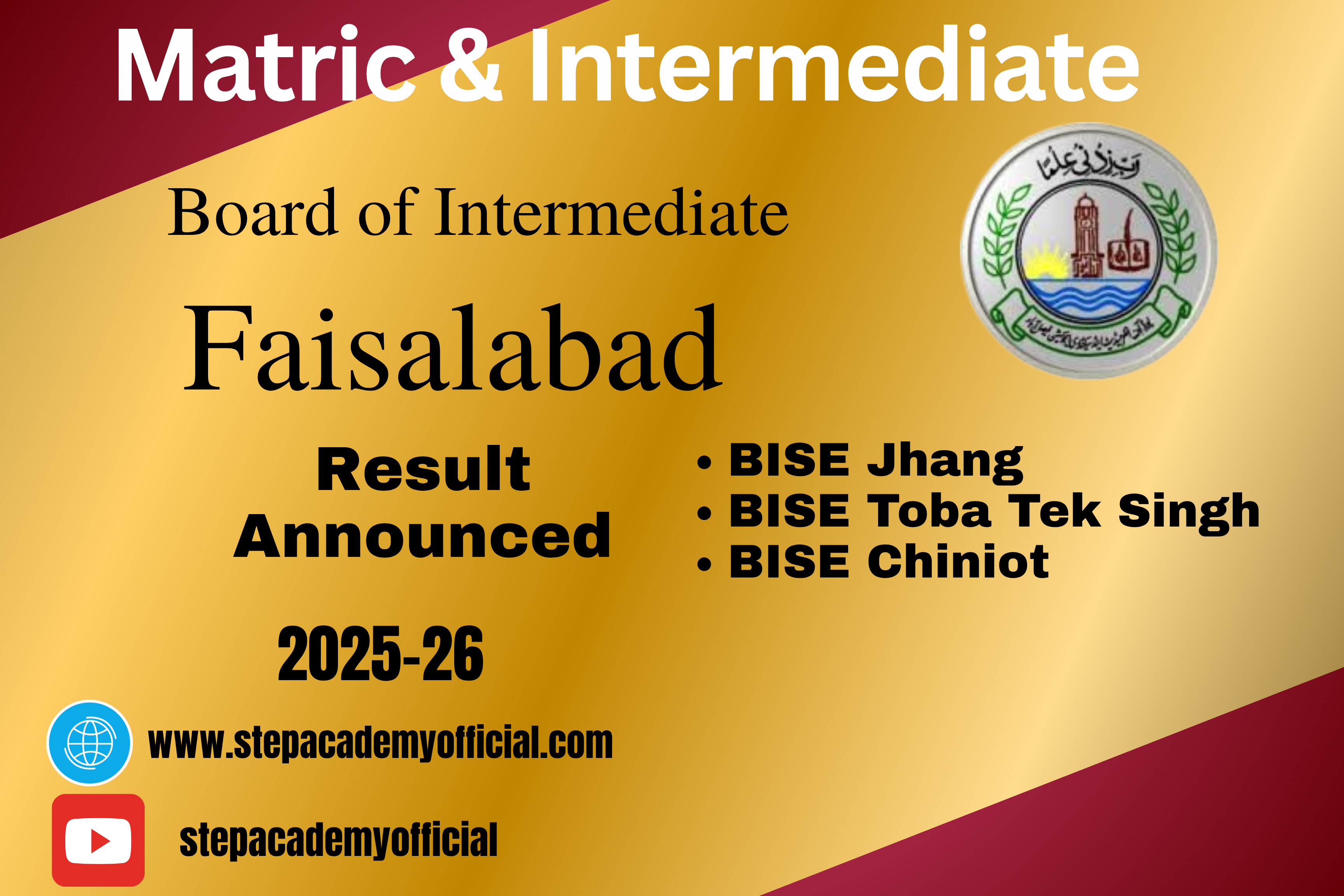 BISE Faisalabad Board Result 2025 Portal Screenshot