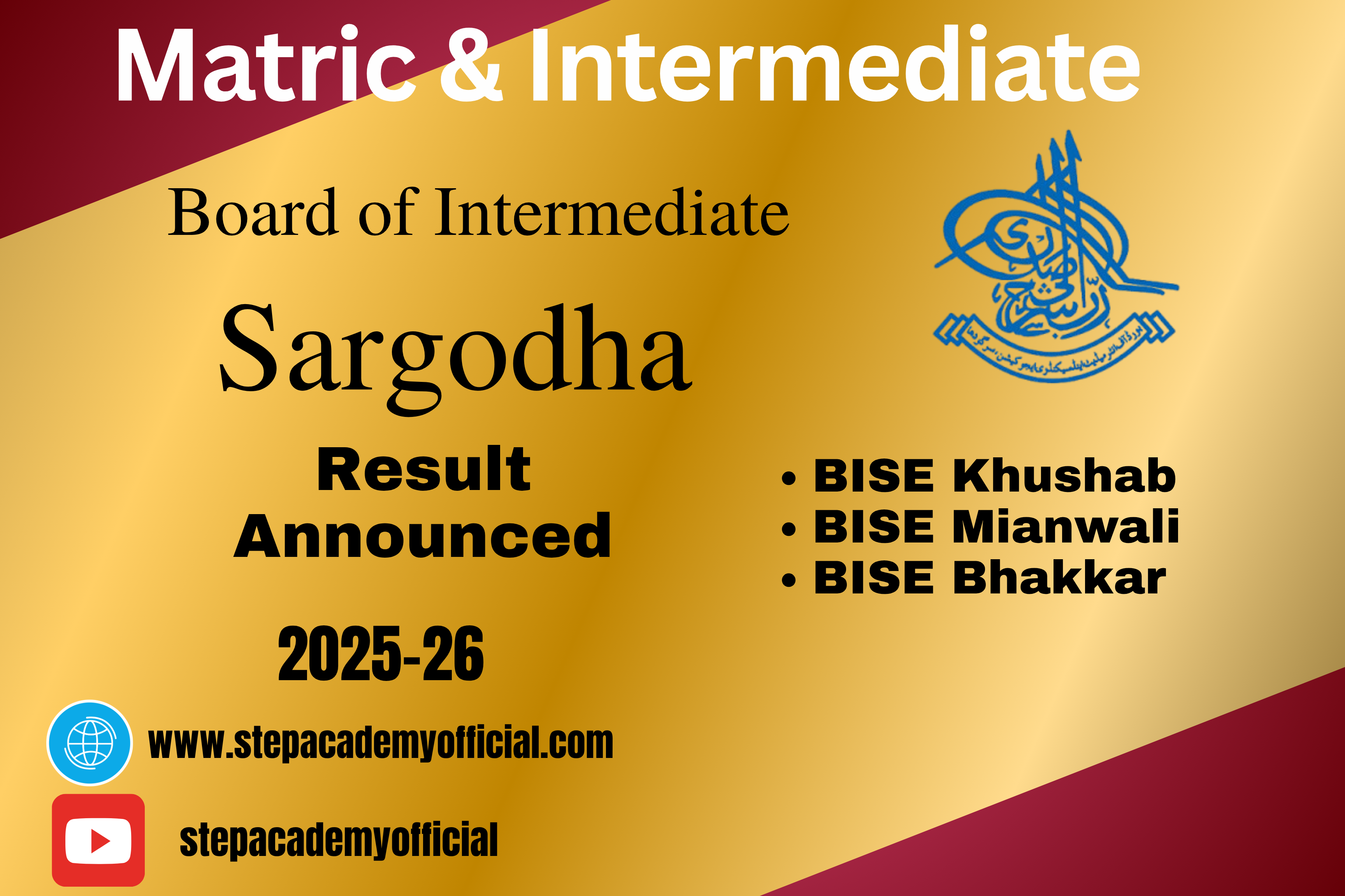 BISE Sargodha Board Result 2025 – SSC & HSSC Exam Results